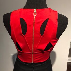 Express Red Cut-Out Crop Top - S